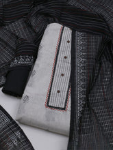 Patch Neck Cotton Blend Unstitched Suit With Dupatta