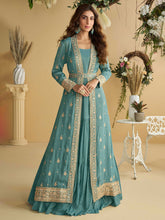 Embroidered Chinon Suit With Pant & Jacket