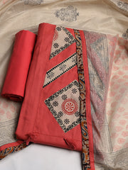 Neck Embroidered Cotton Blend Unstitched Suit With Dupatta