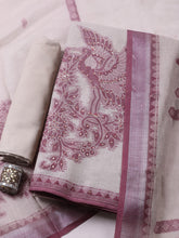 Printed Linen Blend Unstitched Suit With Pant & Dupatta