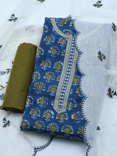 Neck Embroidered Cotton Blend Unstitched Suit With Dupatta