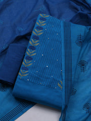 Neck Embroidered Cotton Blend Unstitched Suit With Dupatta