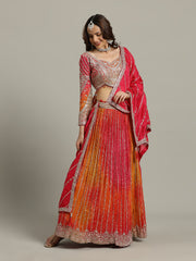 Bandhani Crepe Choli With Lehenga & Dupatta