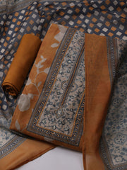 Printed Chanderi Unstitched Suit With Dupatta