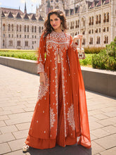 Embroidered Art Silk Suit With Gharara & Dupatta