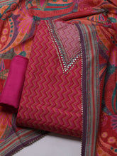 Neck Embroidered Muslin Unstitched Suit With Dupatta