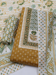 Neck Embroidered Cotton Blend Unstitched Suit With Dupatta