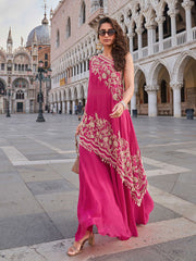 Embroidered Crepe Choli With Gharara & Dupatta