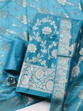 Woven Design Chanderi Unstitched Suit With Pant Dupatta
