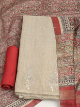 Embroidered Tussar Unstitched Suit With Dupatta