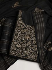Neck Embroidered Cotton Blend Unstitched Suit With Dupatta