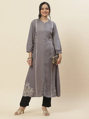 Embroidered Plain Cotton Kurta