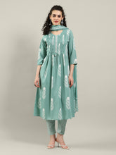 Printed Cotton Blend Kurta With Pants & Dupatta