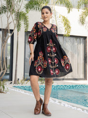 Resham Embroidered Cotton Blend Dress