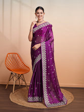 Embroidered Linen Blend Saree