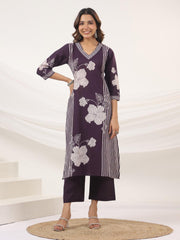 Printed Cotton Blend Kurta With Pants