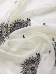 Neck Embroidery Organza Unstitched Suit Piece With Dupatta