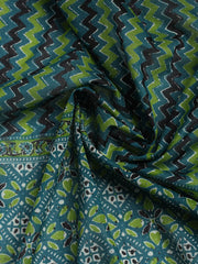 Neck Mirror Work Cotton Blend Unstitched Suit With Dupatta