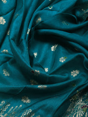 Neck Embroidery Chanderi Unstitched Suit With Dupatta