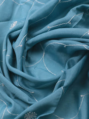 Embroidered Art Silk Unstitched Suit Piece With Dupatta