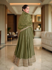 Banarsi Weave Tissue Kurta With Legging & Dupatta