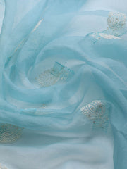 Thread Embroidery Organza Unstitched Suit Piece With Dupatta