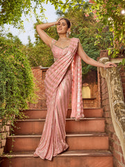 Sequence Embroidery Georgette Pre Draped Saree