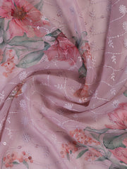 Chiken Work Georgette Unstitched Suit With Dupatta