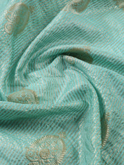 Neck Embroidered Art Silk Unstitched Suit With Dupatta