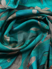 Neck Embroidered Chanderi Unstitched Suit Piece With Dupatta