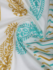 Printed Cotton Blend Unstitched Suit With Dupatta