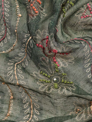 Yoke Embroidery Chanderi Unstitched Suit Piece With Dupatta