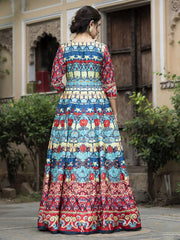 Digital Printed Anarkali Kurta With Churidar & Dupatta