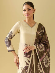 Floral Tissue Kurta With Pants & Dupatta