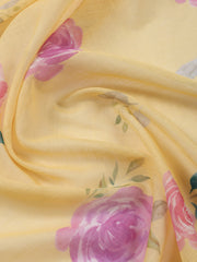 Floral Printed Linen Unstitched Suit With Dupatta