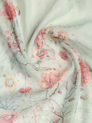 Floral Printed Linen Unstitched Suit Piece With Dupatta