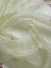 Neck Embroidery Organza Unstitched Suit Piece With Dupatta