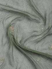 Embroidered Chanderi Unstitched Suit Piece With Dupatta