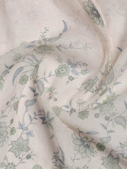 Patch Neck Linen Unstitched Suit Piece With Dupatta