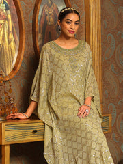 Sequin Embroidered Georgette Kaftan Kurta With Pants