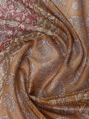 Neck Embroidered Chanderi Unstitched Suit With Dupatta