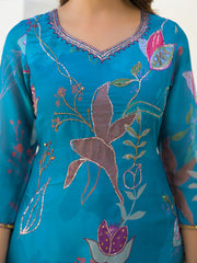 Neck Embroidery Georgette Kurta With Sharara And Dupatta
