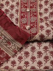 Digital Printed Cotton Blend Unstitched Suit With Dupatta