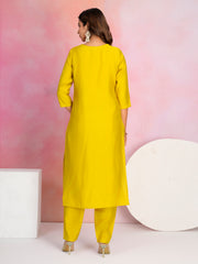 Plain Cotton Blend Kurta With Pants & Dupatta