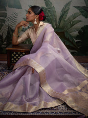 Woven Border Plain Art slik Saree