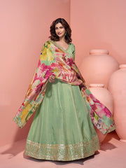 Embroidered Art Silk A Line Dress With Dupatta