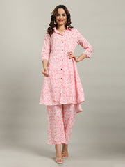 Printed Cotton Blend Kurta With Pants