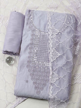 Embroidered Chanderi Unstitched Suit With Pant & Dupatta