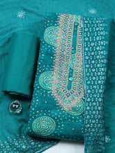 Embroidered Cotton Unstitched Suit With Pant & Dupatta