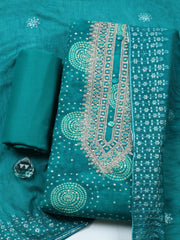 Embroidered Cotton Unstitched Suit With Pant & Dupatta